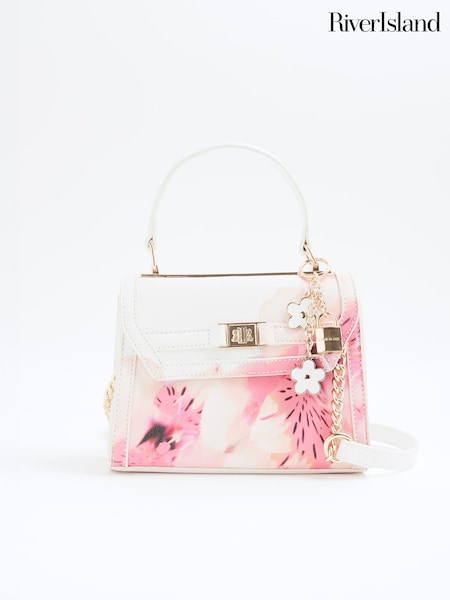 River Island White Floral Mini Tote Crossbody Bag (H21800) | 178 QAR