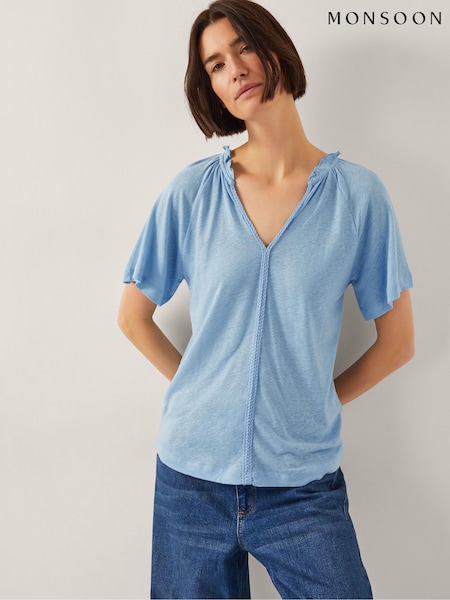 Monsoon Blue Andy Linen Blend T-Shirt (H21821) | €62