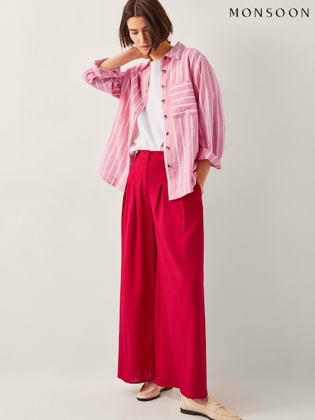 Monsoon Red Diane Wide Leg Trousers (H21822) | ₪347