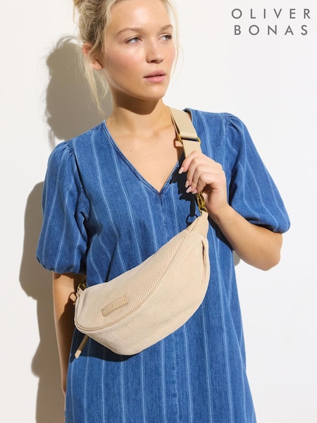 Oliver Bonas Cream Betty Corduroy Cross-body Belt Bag (H21842) | €53