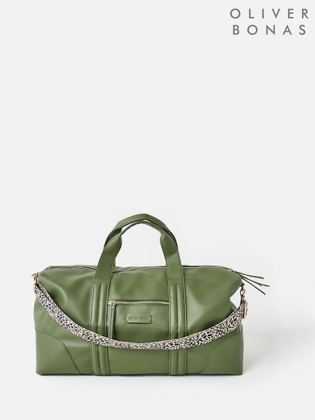 Oliver Bonas Green Hattie Leopard Print Strap Weekend Bag (H21843) | €83