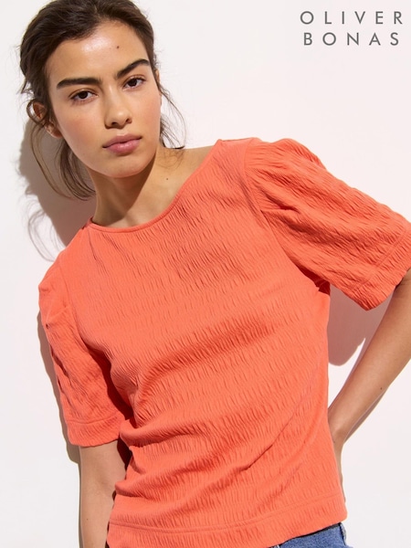 Oliver Bonas Pleated Textured Short Sleeve Top (H21855) | €60
