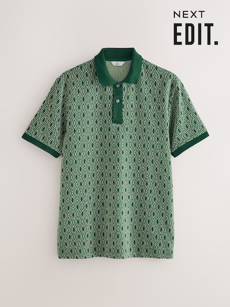 Green EDIT Geo Pattern Polo Shirt (H21948) | €32