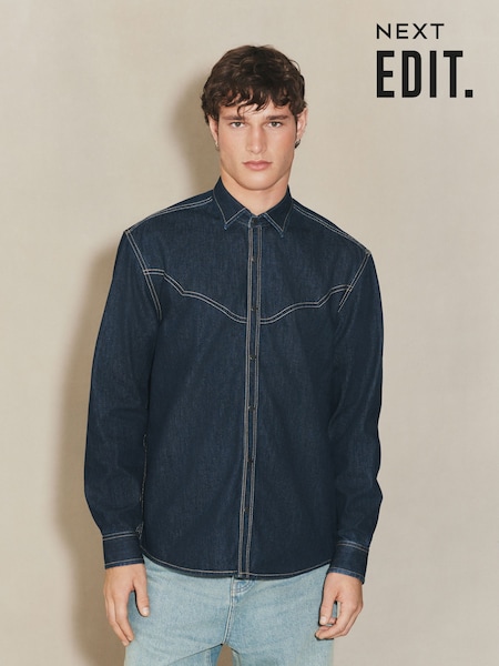 Dark Blue EDIT Long Sleeve Western Style Shirt (H21950) | 188 QAR