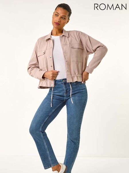 טבעי - Roman Utility Collared Pocket Jacket (H21981) | ‏346‏₪