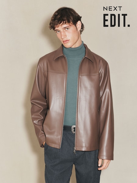 Brown EDIT Faux Leather Jacket (H22032) | €84