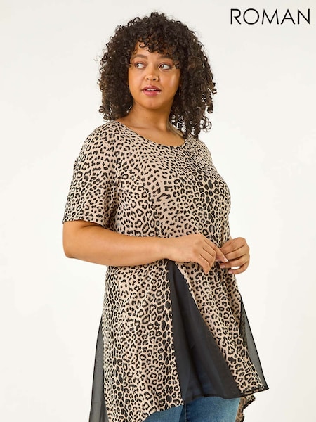 Roman Animal Curve Animal Print Mesh Blouse (H22042) | 2,403 UAH