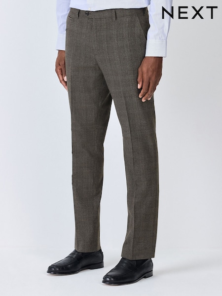 Brown Check Slim Fit Smart Trousers With Internal Side Elastic Waistband (H22053) | €66