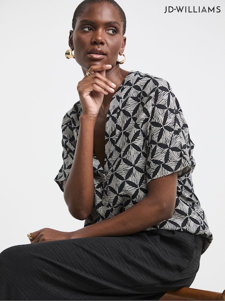 Negru - JD Williams Crochet Trim Pop Over Top (H22157) | 223 LEI
