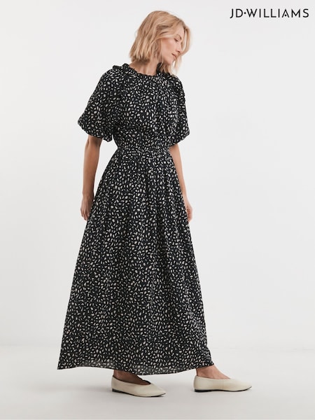 JD Williams Black 100% Cotton Frill Detail Maxi Dress (H22166) | €69
