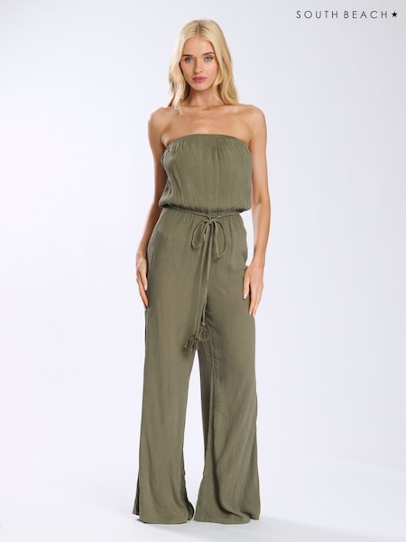 Verde - South Beach Crinkle Viscose Sheer Strapless Jumpsuit (H22237) | 42 €
