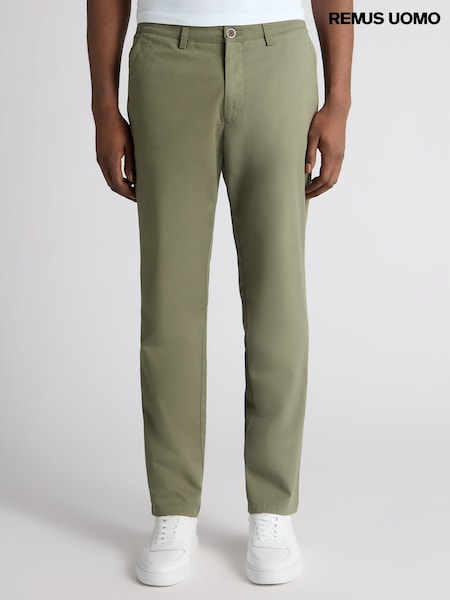 Remus Uomo Green Straight Leg Cotton Stretch Chino Trousers (H22266) | €114