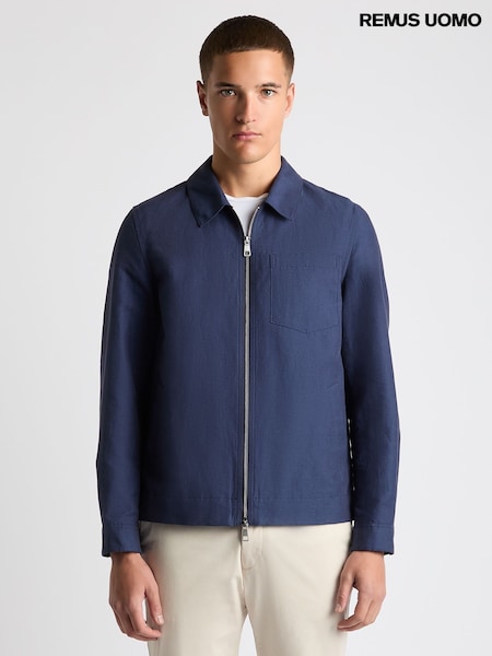 Remus Uomo Light Blue Regular Fit Two-Way Zip Shirt Jacket (H22270) | ₪900