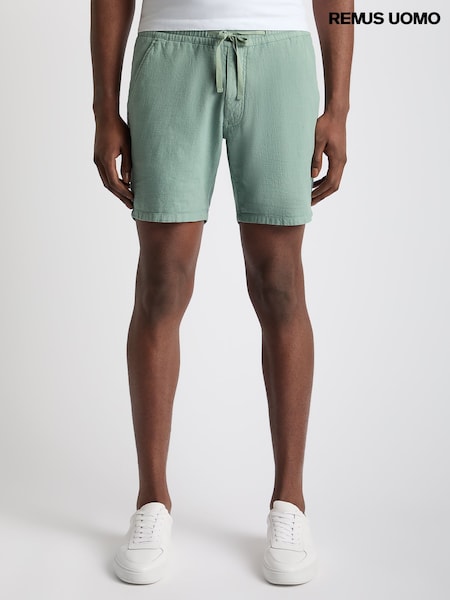 Remus Uomo Green Slim Fit Cotton-Linen Shorts (H22272) | €115