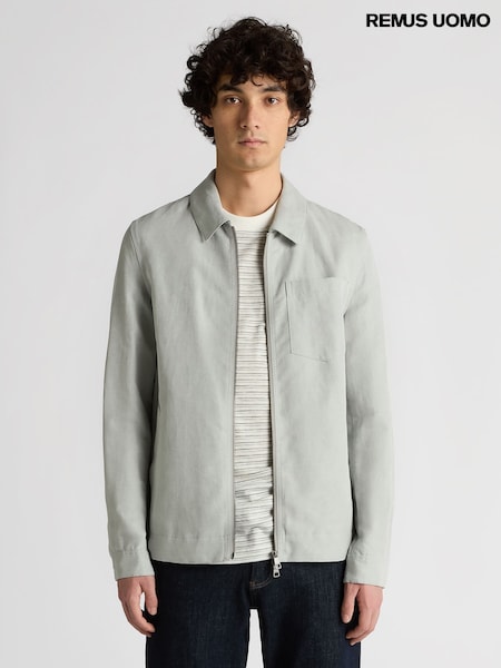 Remus Uomo Grey Regular Fit Two-Way Zip Shirt Jacket (H22274) | R$ 1,765