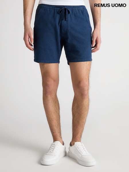 Remus Uomo Blue Slim Fit Cotton-Linen Shorts (H22280) | €115