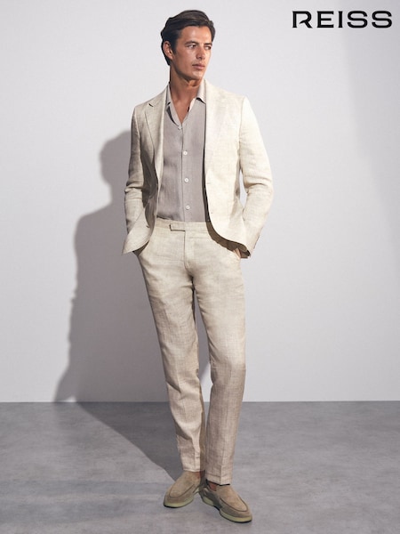 Reiss Bloomfield Linen-Cotton Slim-Fit Suit Trousers (H22288) | 1,469 LEI