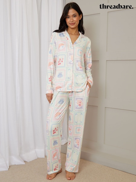 Threadbare Multi Printed Long Button Through Pyjamas (H22305) | R$ 325
