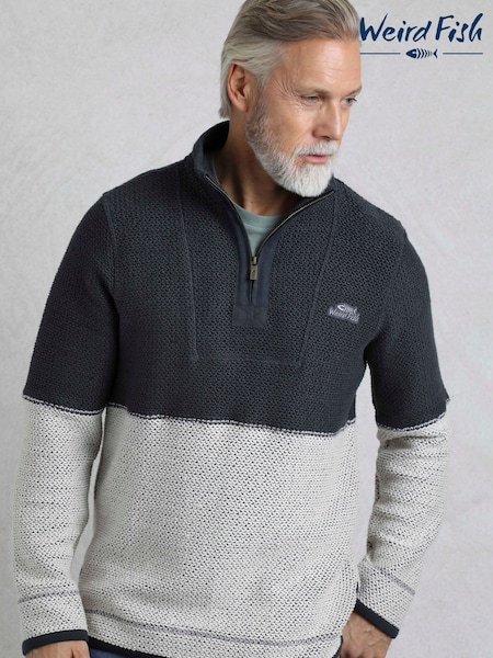 Weird Fish Blue Kielder 1/4 Zip Limited Edition Macaroni Fleece (H22369) | R$ 790