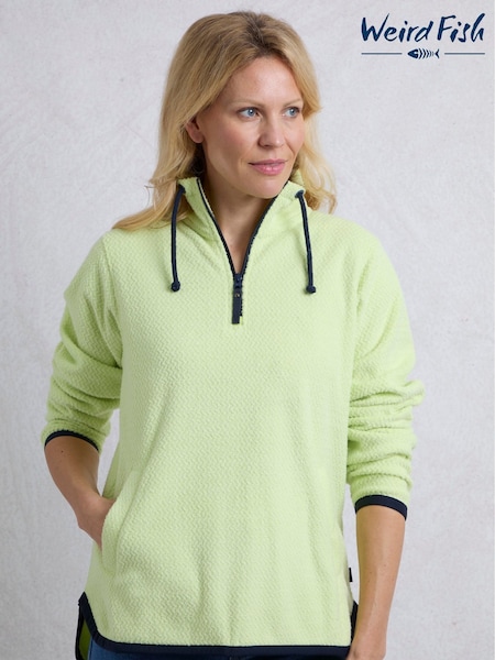 Weird Fish Green Odina Quarter Zip Textured Fleece (H22385) | €100