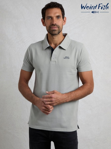 Weird Fish Grey Miles Pique 100% Cotton Polo Shirt (H22392) | €50