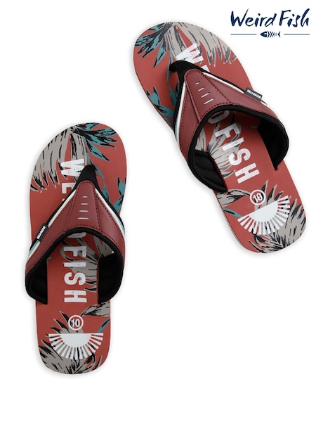 Weird Fish Red Lexington Printed Sandals (H22401) | €32