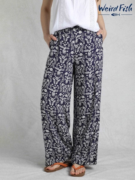 Weird Fish Mounira Viscose Printed Wide Leg 100% Cotton Trousers (H22408) | €60
