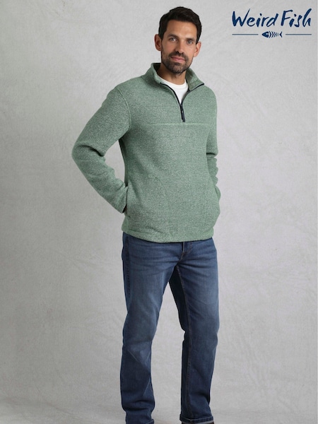 Weird Fish Green Laramie 1/4 Zip Snow Marl Fleece (H22409) | €93