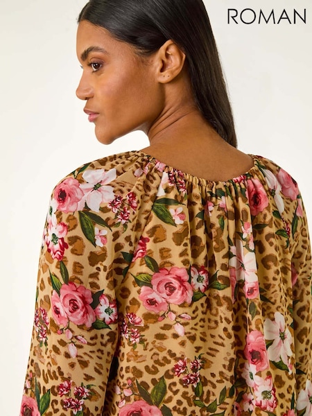 Roman Animal Floral Print Tunic Top (H22473) | ‏264‏₪
