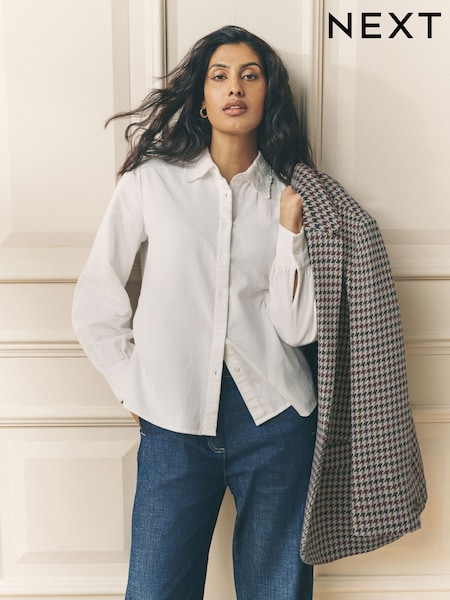 Laura Ashley Ecru Cord Blouse with Embroidered Collar (H22512) | €67