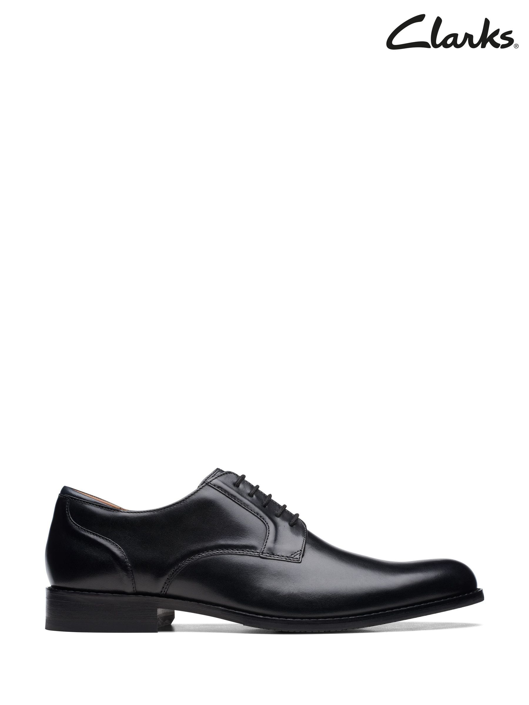 Scarpe Clarks Burchill Derby Uomo In Pelle Nera - Suola TR Resistente, 40 EU