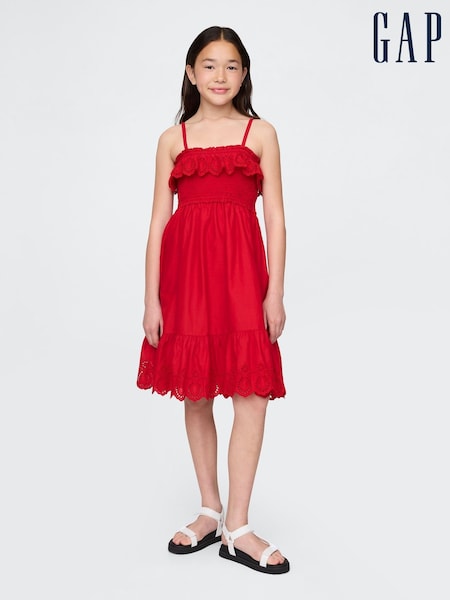 Gap Red Smocked Ruffle Midi Dress (H22588) | €40