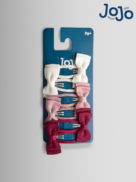 JoJo Maman Bébé Dusky Pink 6-Pack Grosgrain Bow Clips (H22637) | €17