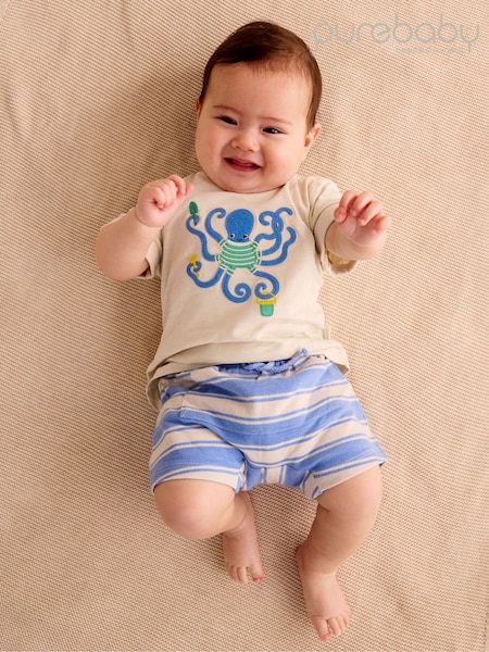 Purebaby Blue Octopus 100% Cotton Shorts and T-Shirt Set (H22653) | €44