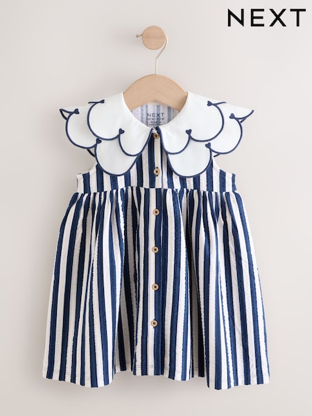 Navy Sleeveless Collar Summer Dress (3mths-7yrs) (H22808) | €15 - €17.50