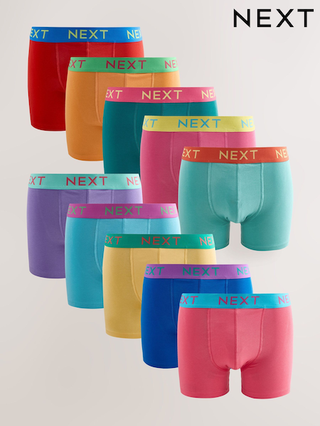 Navy Bright Purple/ Orange Waistbands Rich Trunk Boxers 10 Pack (H22926) | €51
