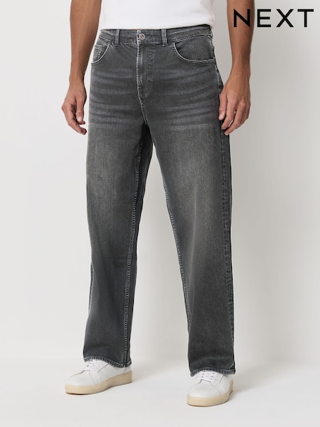 Washed Black Baggy Fit Classic Stretch Jeans (H22948) | €34