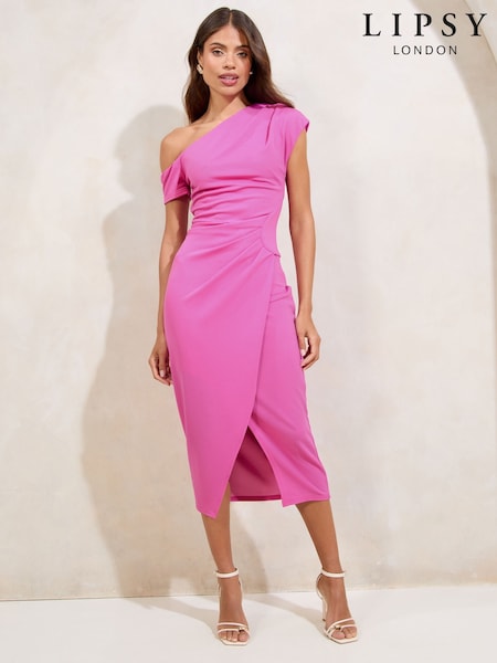Рожевий - Lipsy Off The Shoulder Gathered Waist середніх розмірів сукні (H22949) | 4 085 грн