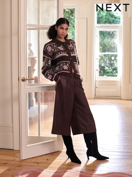 Burgundy Red Faux Leather Jort Trousers (H23014) | €34.50