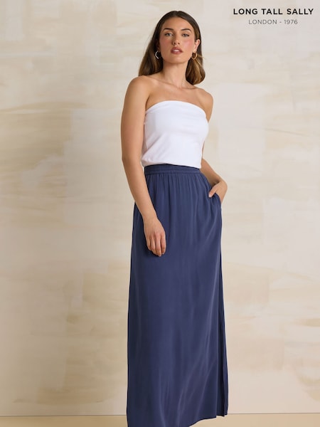 כחול  - Long Tall Sally Acid Wash Skirt (H23026) | ‏156‏₪