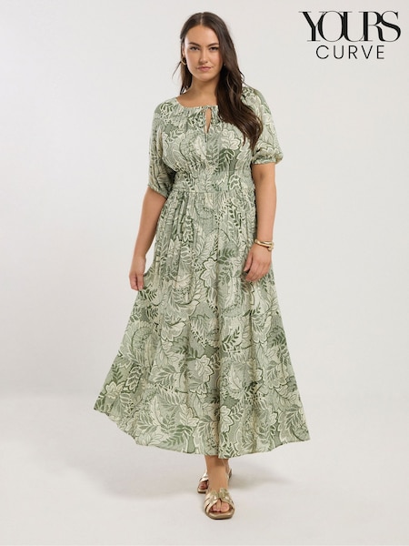 Yours Curve Green Boho Midaxi Dress (H23031) | 183 QAR