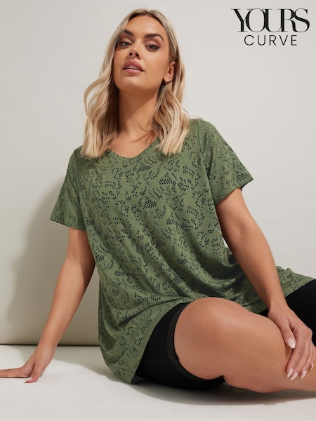 Vihreä - Yours Curve Broderie anglaise Anglaise Top (H23040) | €38