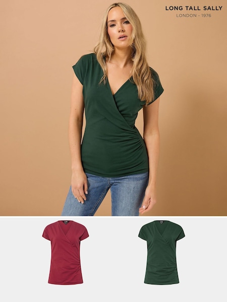 Long Tall Sally Red Wrap T-shirt 2 Pack (H23047) | €40