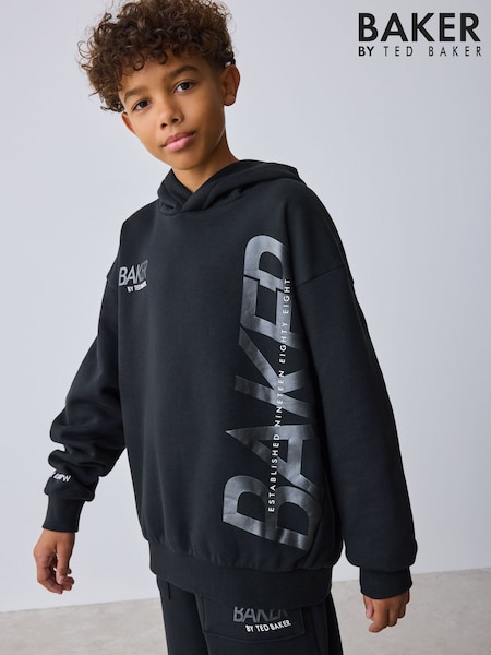 أسود - Baker by Ted Baker Oversized Graphic Hoodie and Joggers Set (H23053) | ‏269 د.إ.‏ - ‏ 299‏ د.إ.