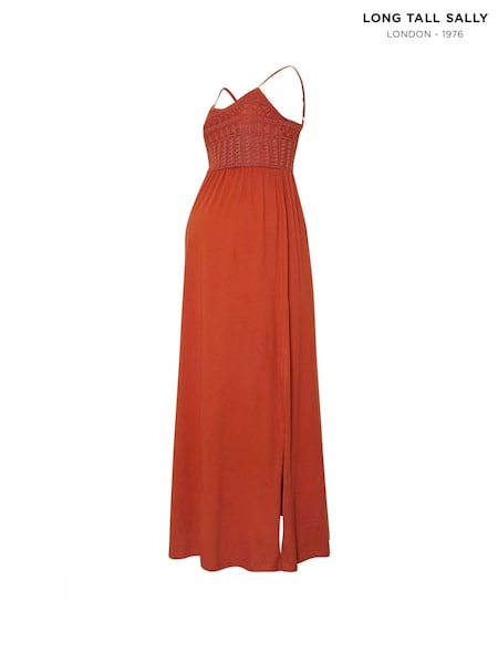 Long Tall Sally Orange Maternity 100% Cotton Crochet Bust Dress (H23072) | €49