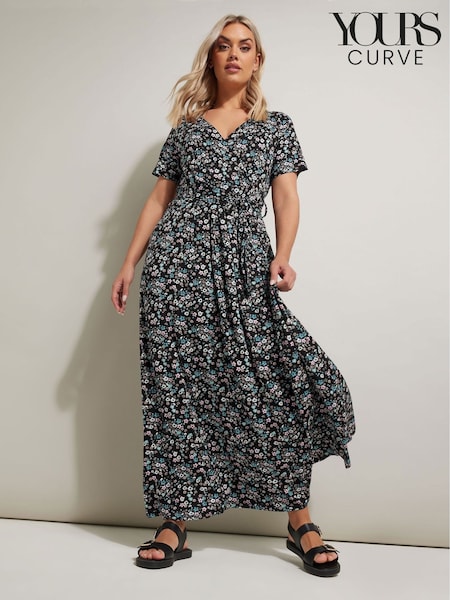Yours Curve Black Wrap Dress (H23087) | €52