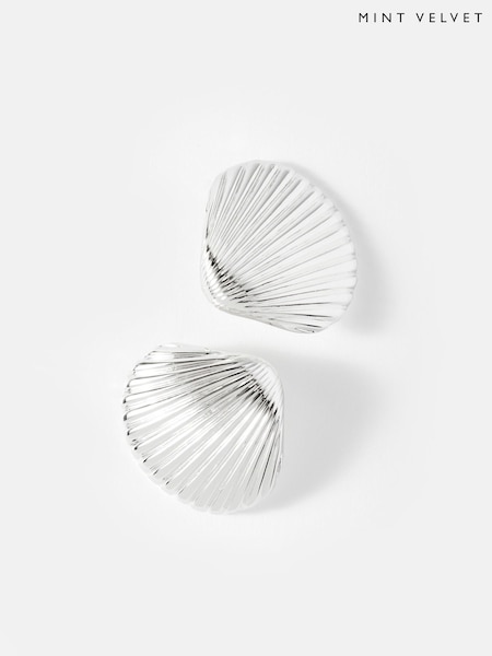 Mint Velvet Silver Tone Statement Shell Earrings (H23105) | €42