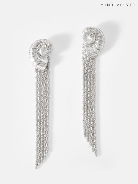 Mint Velvet Silver Tone Shell Drop Earrings (H23123) | €32