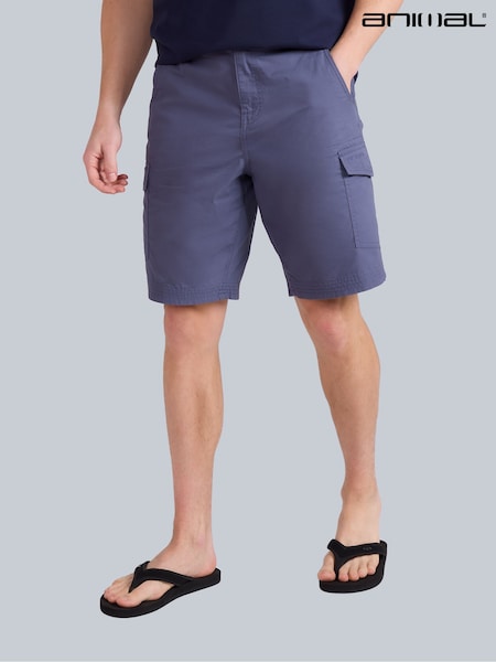 Синий - Animal Mens 100% Cotton Atlantis Cargo Shorts (H23203) | €46