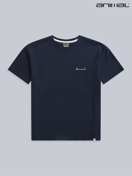 Animal Navy Blue Womens Leena Boxy 100% Cotton T-Shirt (H23223) | €33